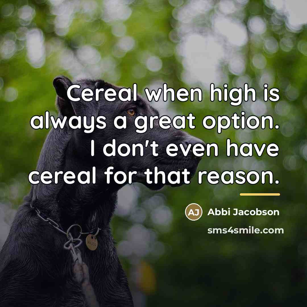 “Cereal when high is always a great option. I don't…” quote by Abbi Jacobson