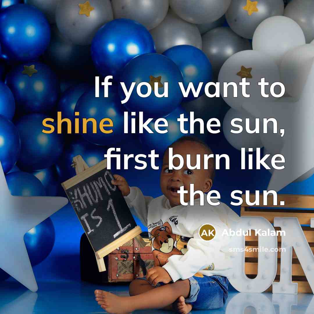 “If you want to shine like the sun, first burn…” quote by Abdul Kalam
