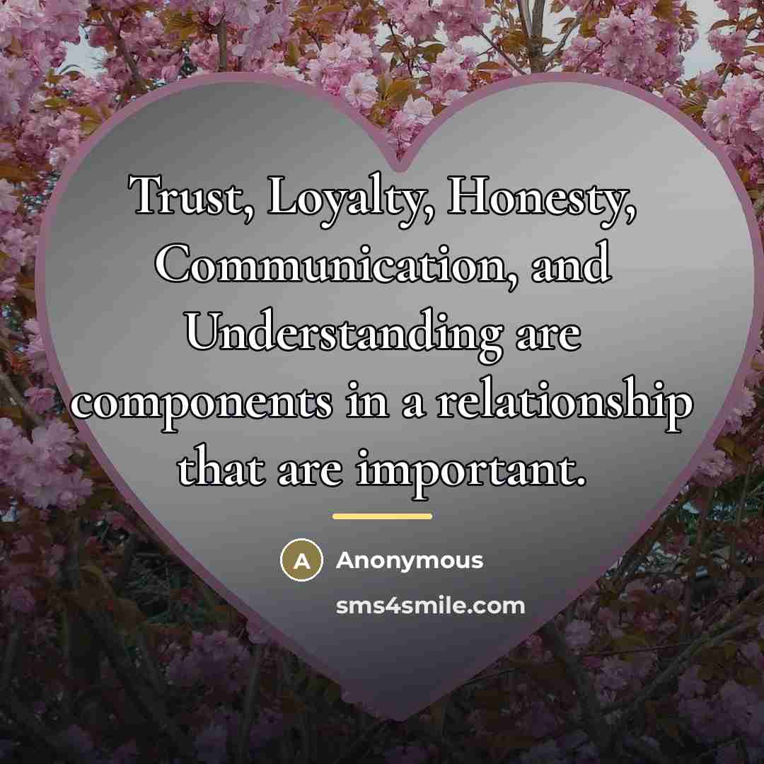 “Trust, Loyalty, Honesty, Communication, and Understanding are components in a…” quote by Anonymous