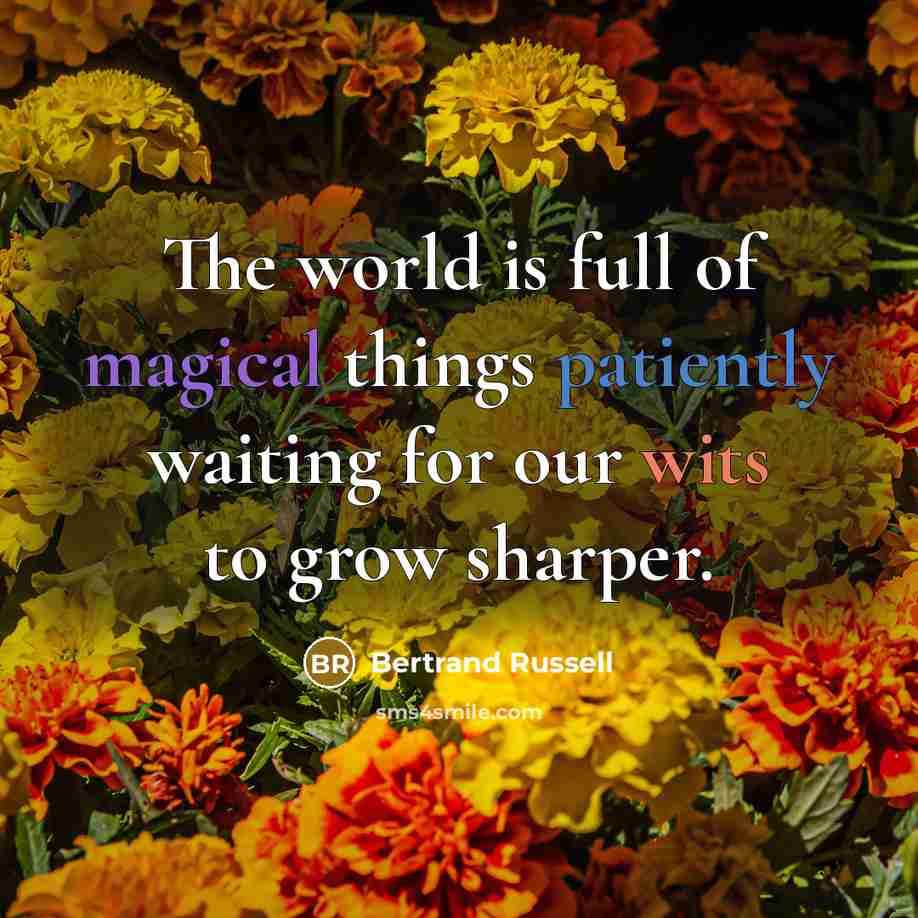 “The world is full of magical things patiently waiting for…” quote by Bertrand Russell