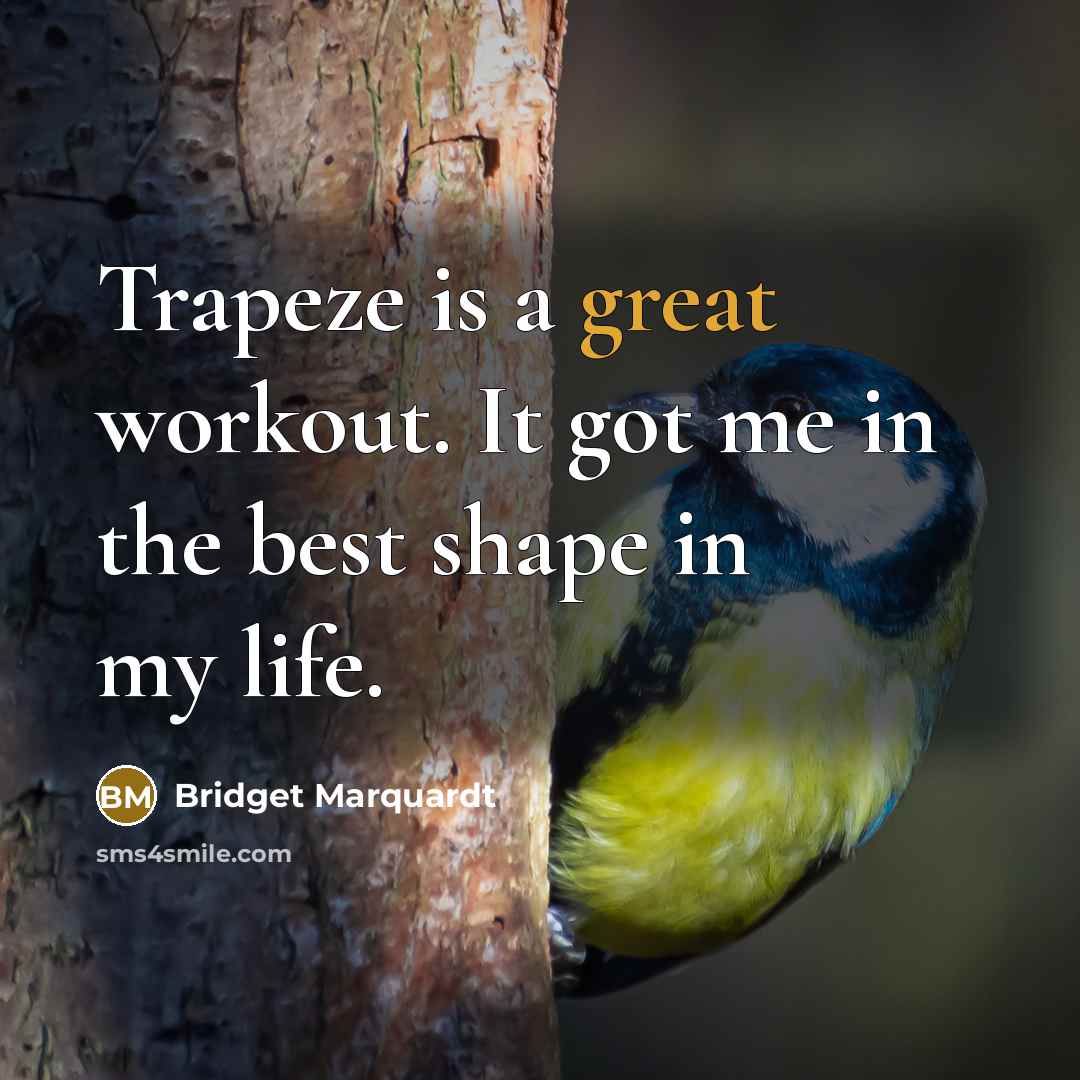 “Trapeze is a great workout. It got me in the…” quote by Bridget Marquardt