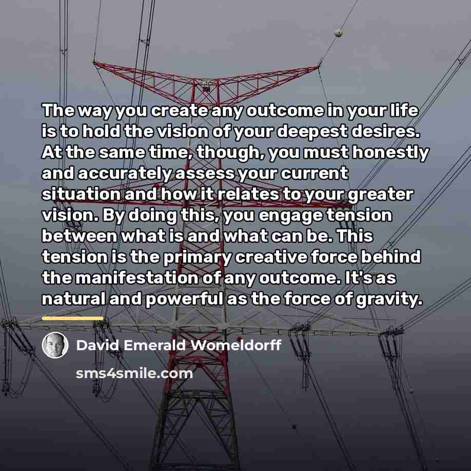 “The way you create any outcome in your life is…” quote by David Emerald Womeldorff