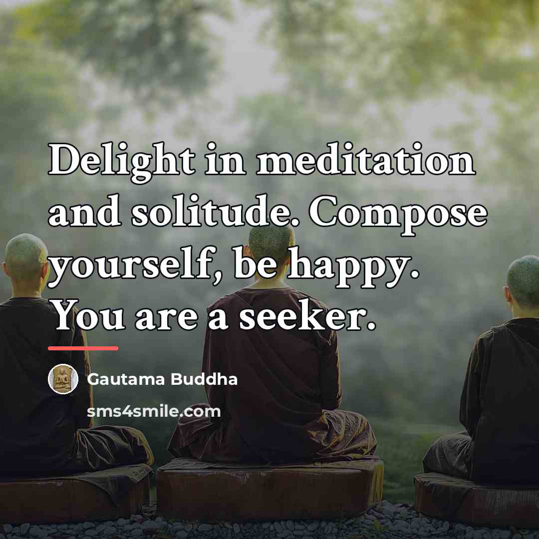“Delight in meditation and solitude. Compose yourself, be happy. You…” quote by Gautama Buddha