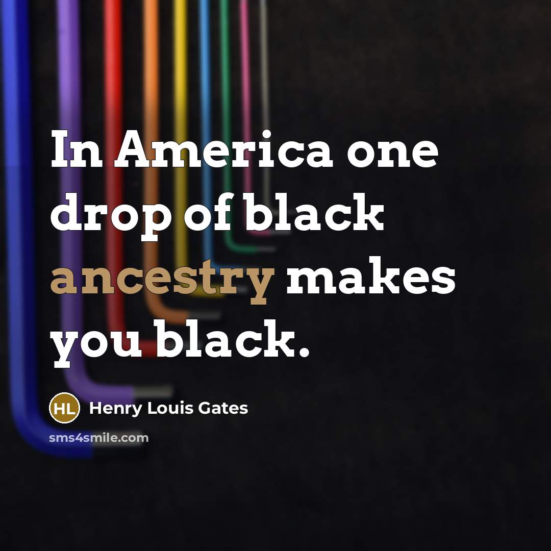 “In America one drop of black ancestry makes you black.…” quote by Henry Louis Gates