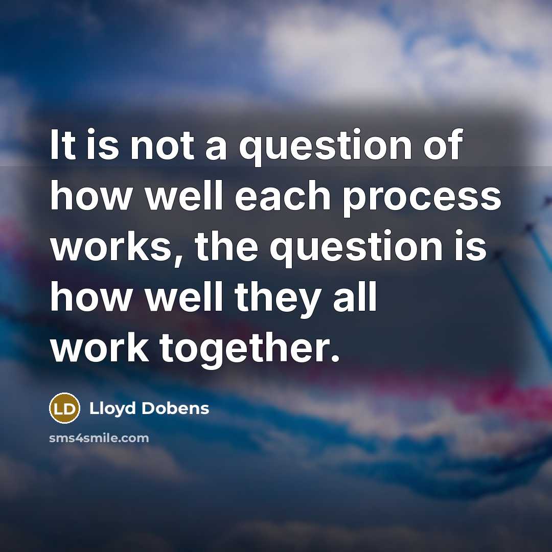 “It is not a question of how well each process works, the question is how well they all work together.” quote by Lloyd Dobens