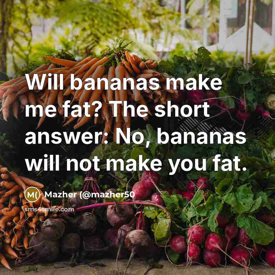 “Will bananas make me fat? The short answer: No, bananas will not make you fat.” quote by Mazher (@mazher50