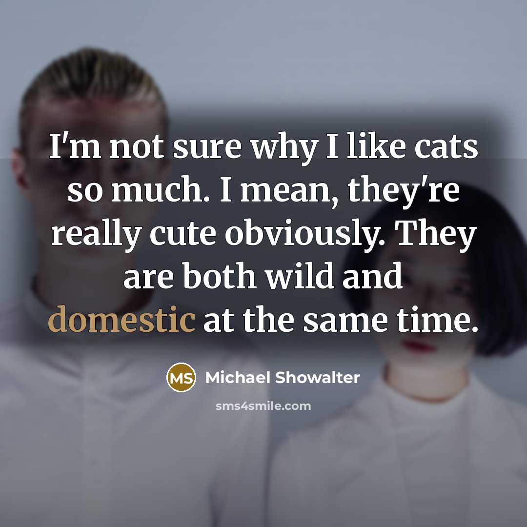 “I'm not sure why I like cats so much. I…” quote by Michael Showalter