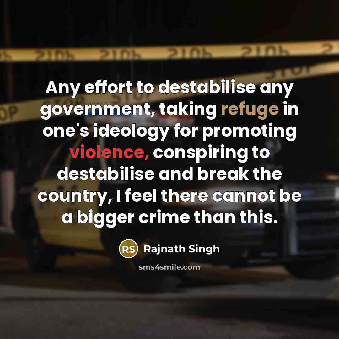 “Any effort to destabilise any government, taking refuge in one's…” quote by Rajnath Singh