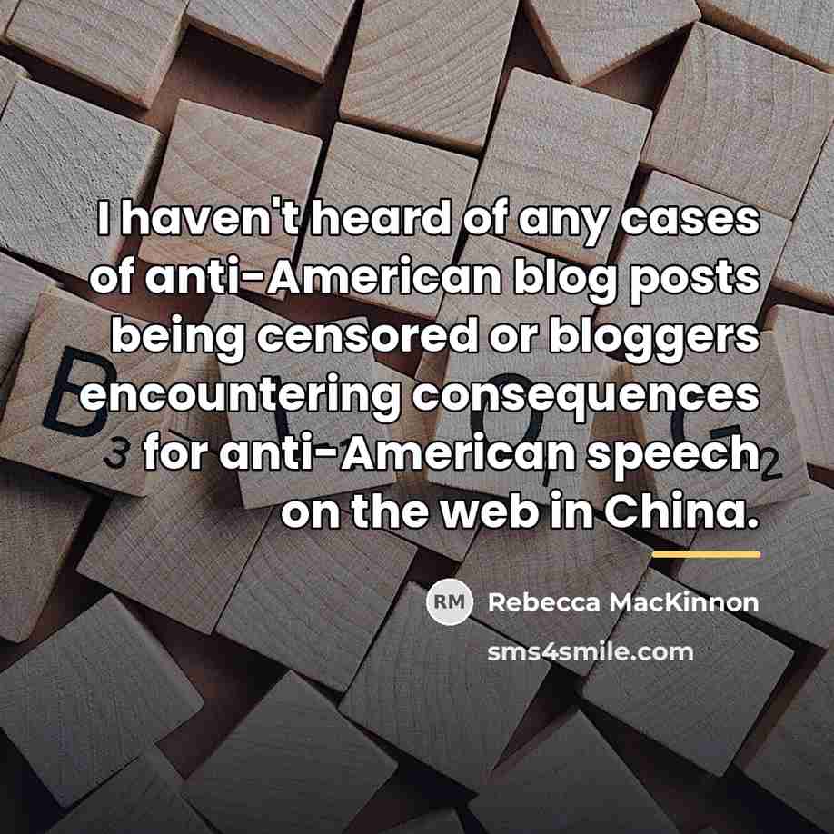 “I haven't heard of any cases of anti-American blog posts…” quote by Rebecca MacKinnon