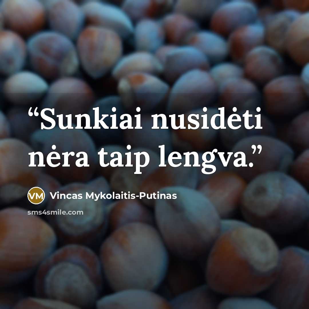 “Sunkiai nusidėti nėra taip lengva.” quote by Vincas Mykolaitis-Putinas