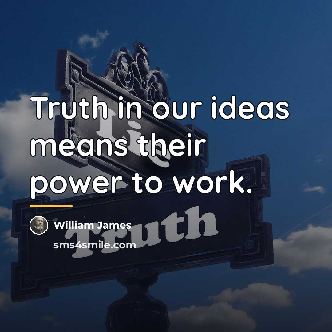 “Truth in our ideas means their power to work.…” quote by William James