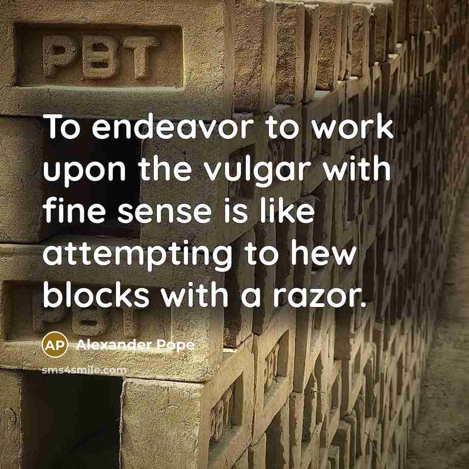 “To endeavor to work upon the vulgar with fine sense…” quote by Alexander Pope