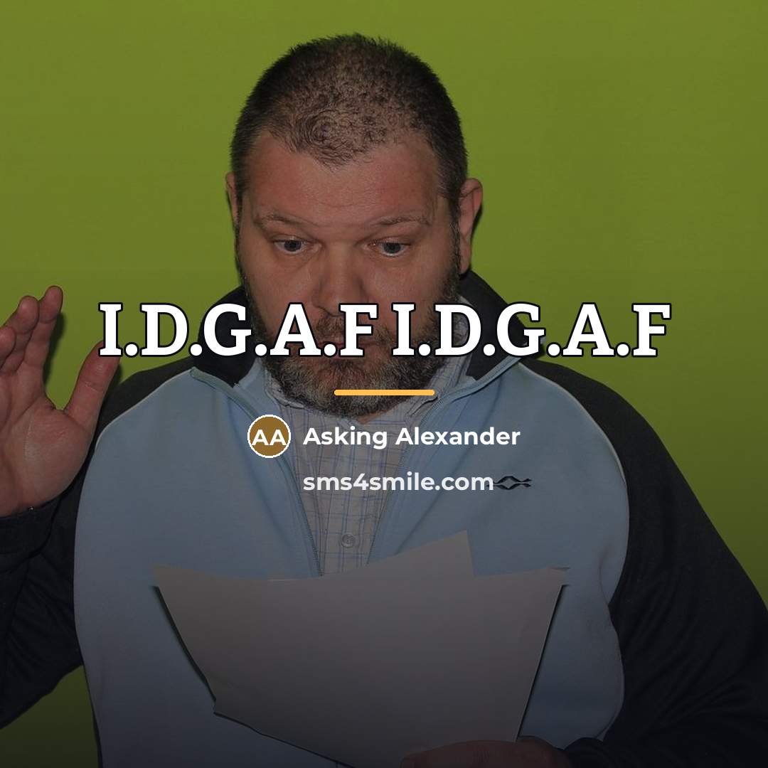 “I.D.G.A.F I.D.G.A.F…” quote by Asking Alexander