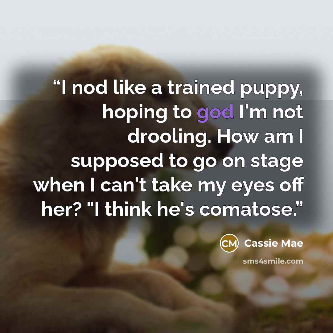 “I nod like a trained puppy, hoping to god I'm not drooling. How am I supposed to go on stage when I can't take my eyes off her? "I think he's comatose.” quote by Cassie Mae
