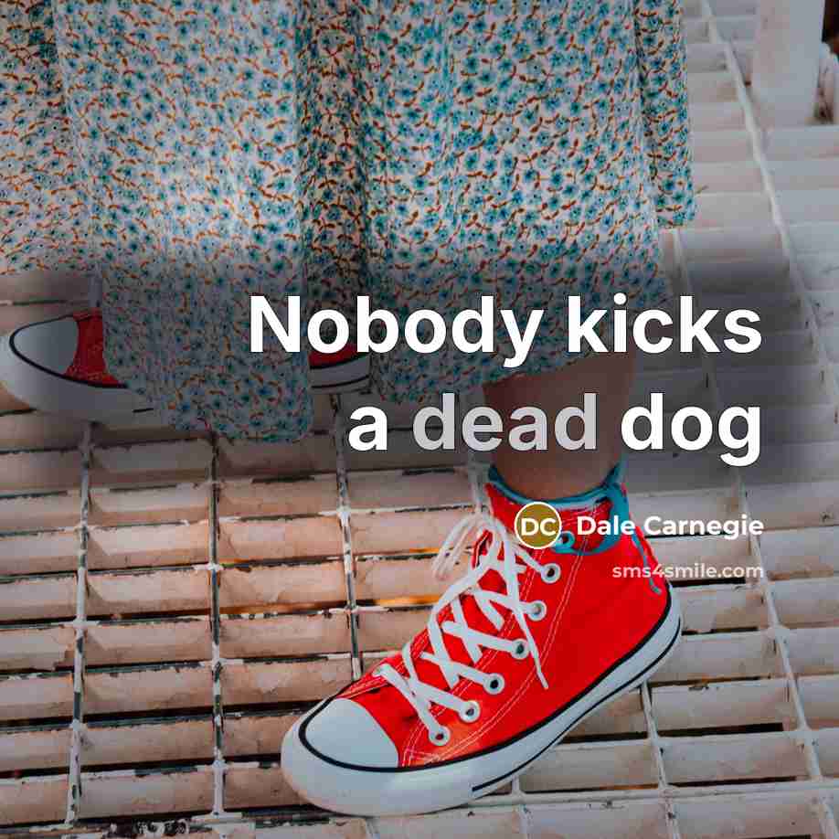“Nobody kicks a dead dog…” quote by Dale Carnegie