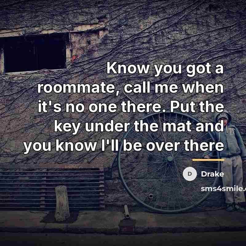 “Know you got a roommate, call me when it's no…” quote by Drake