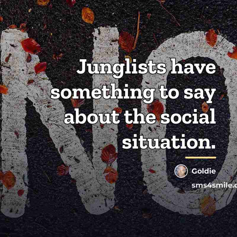 “Junglists have something to say about the social situation.…” quote by Goldie