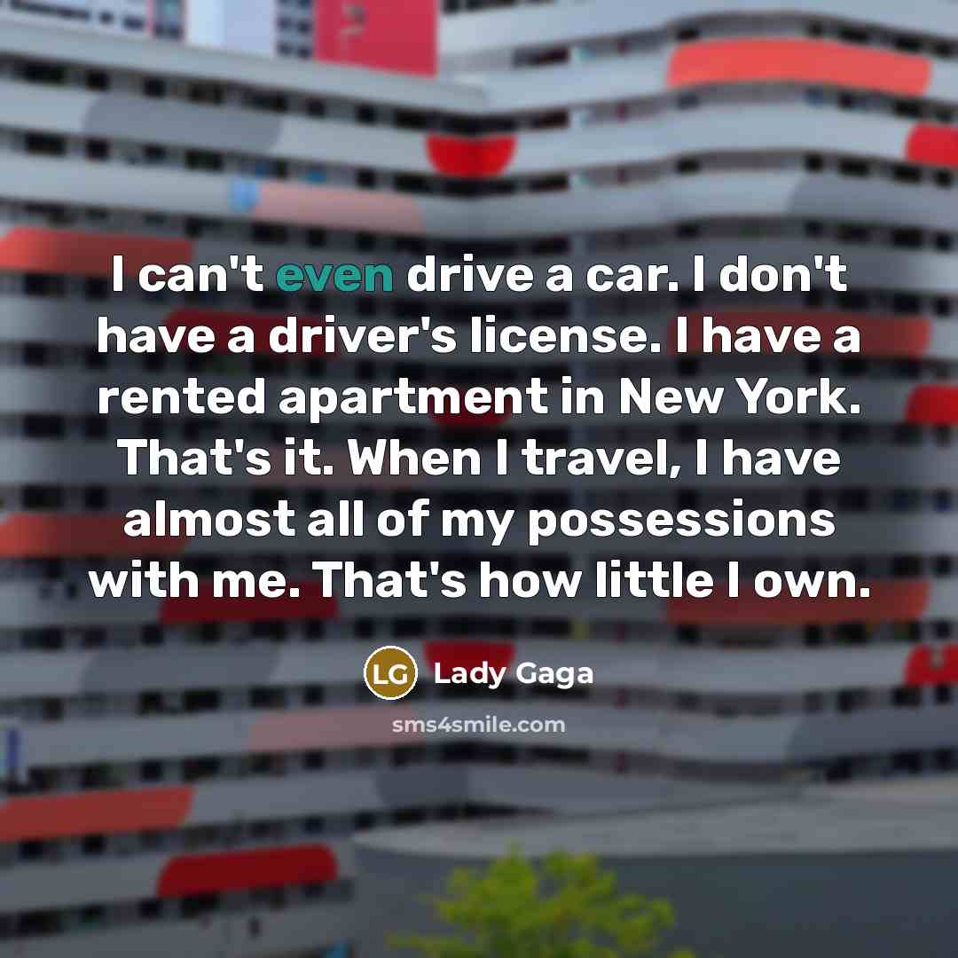 “I can't even drive a car. I don't have a…” quote by Lady Gaga