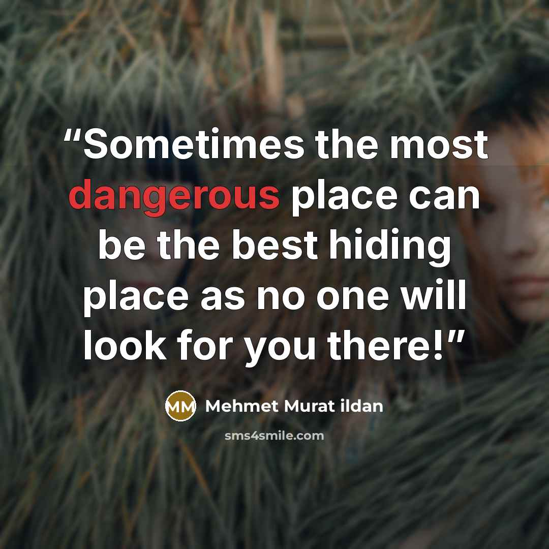 “Sometimes the most dangerous place can be the best hiding place as no one will look for you there!” quote by Mehmet Murat ildan