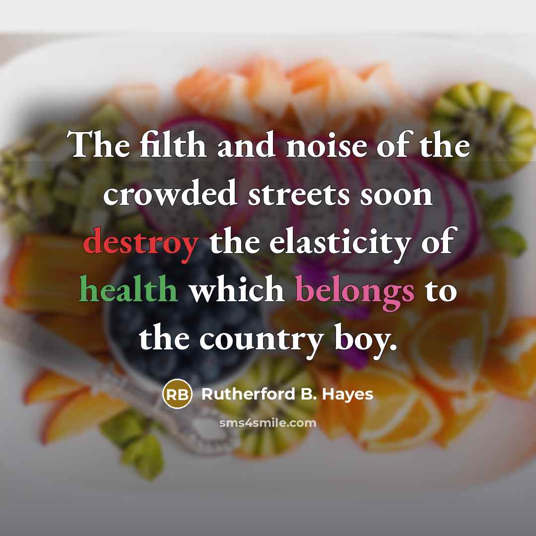 “The filth and noise of the crowded streets soon destroy…” quote by Rutherford B. Hayes