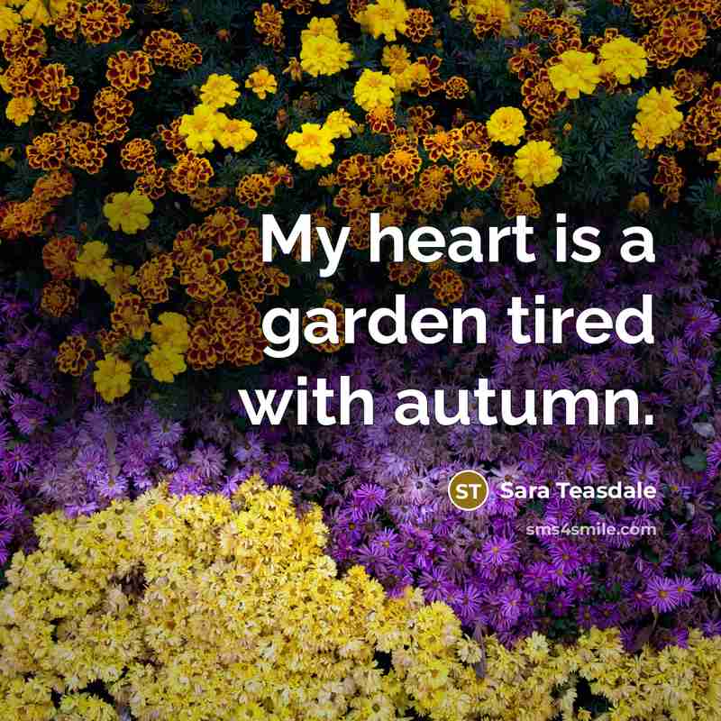 “My heart is a garden tired with autumn.…” quote by Sara Teasdale