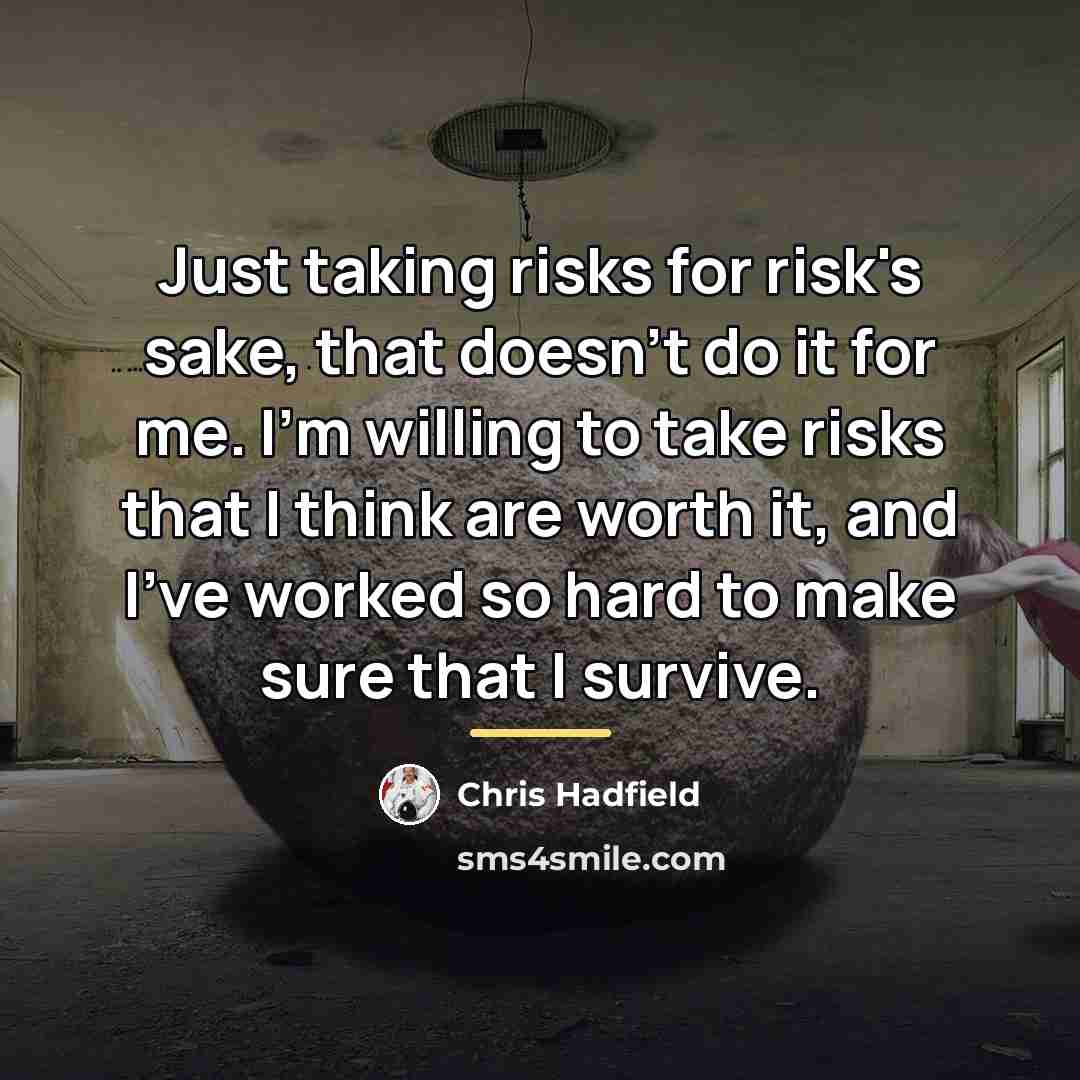 “Just taking risks for risk's sake, that doesn't do it…” quote by Chris Hadfield
