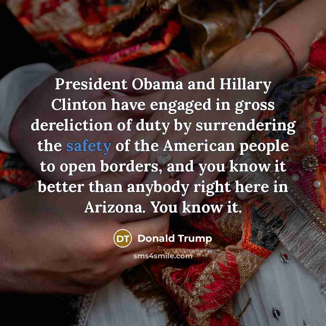 “President Obama and Hillary Clinton have engaged in gross dereliction…” quote by Donald Trump
