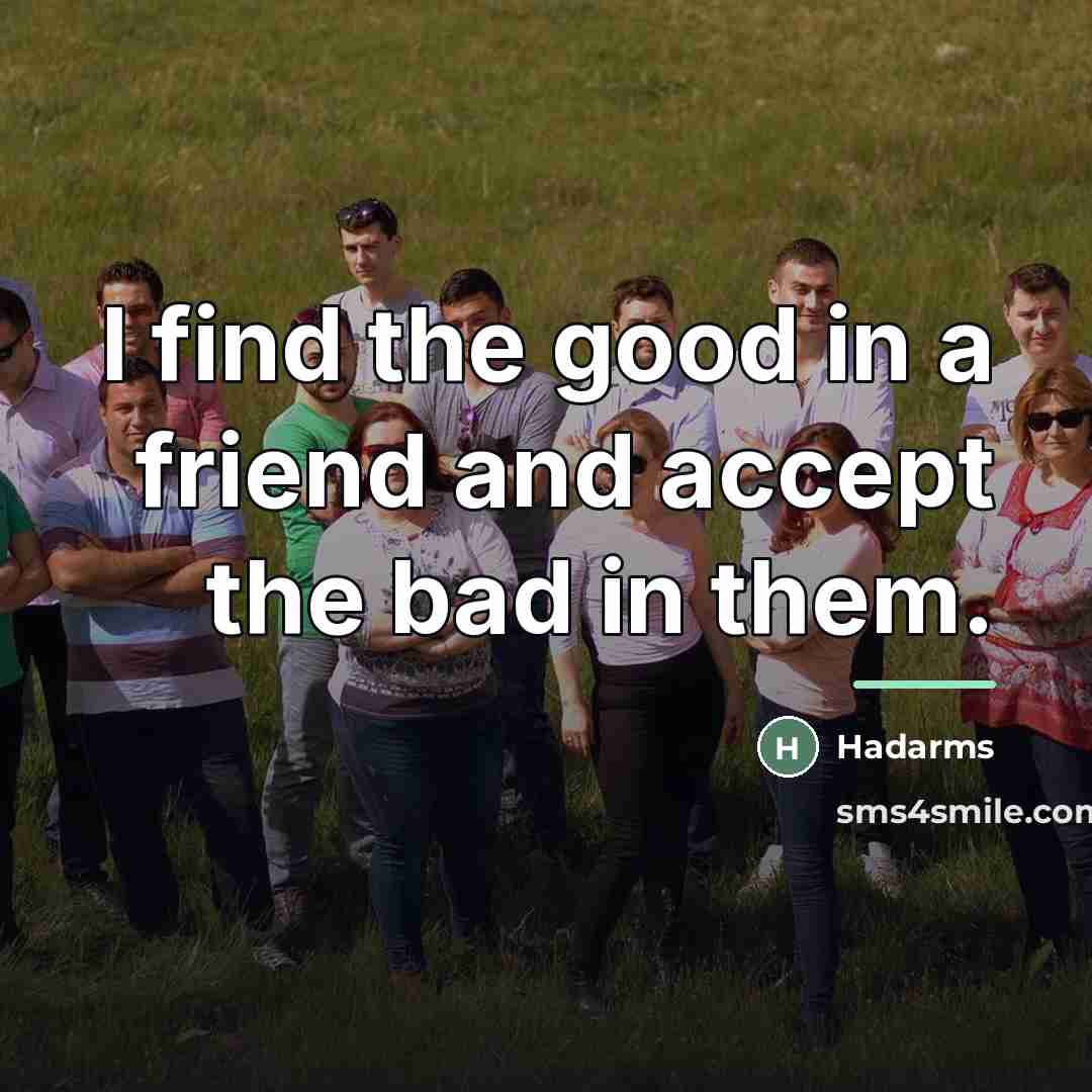 “I find the good in a friend and accept the…” quote by Hadarms