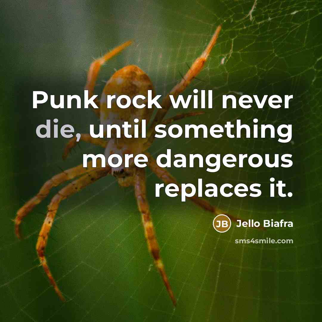 “Punk rock will never die, until something more dangerous replaces…” quote by Jello Biafra