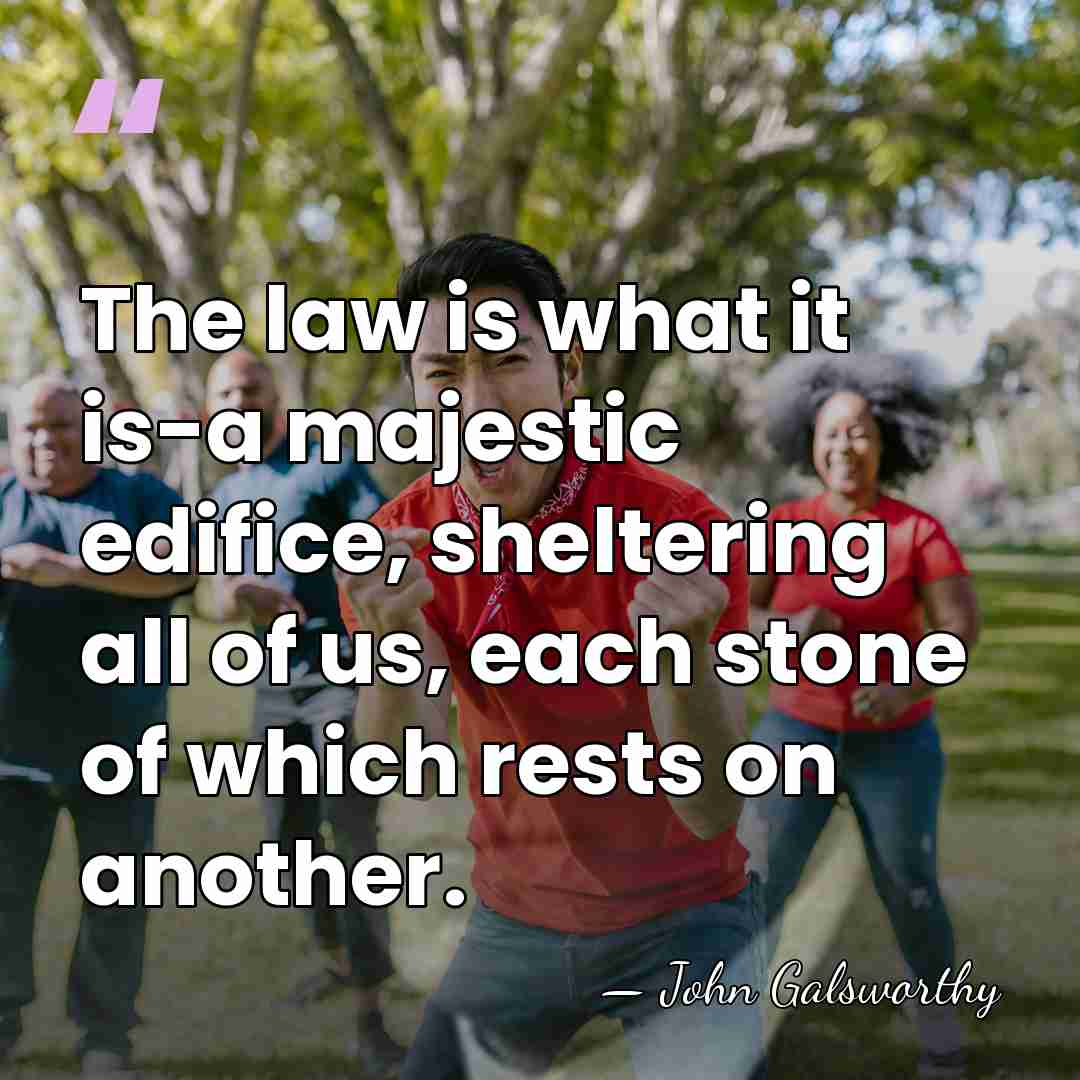 The law is what it is-a majestic edifice, sheltering all of us,&hellip; - John Galsworthy