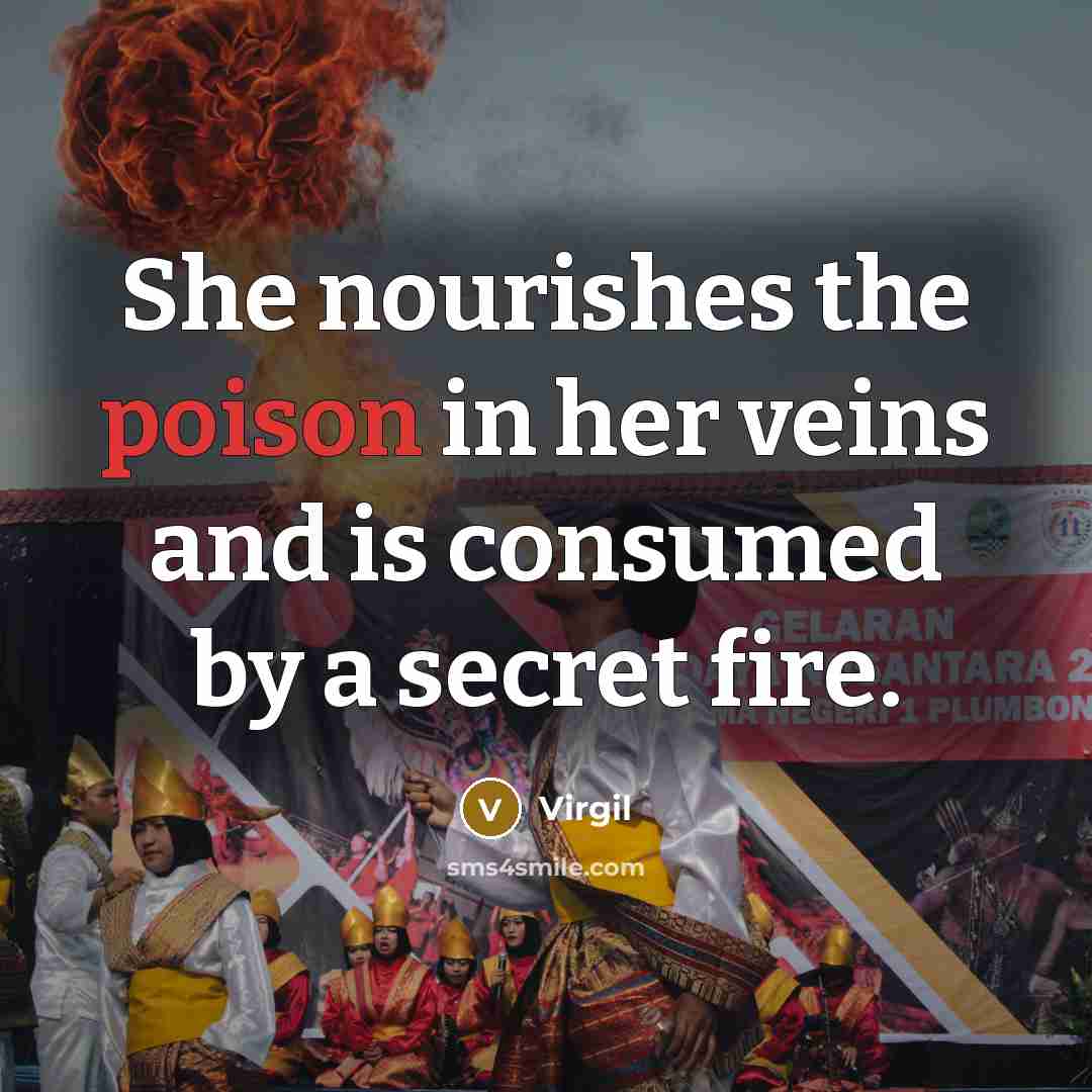 “She nourishes the poison in her veins and is consumed…” quote by Virgil