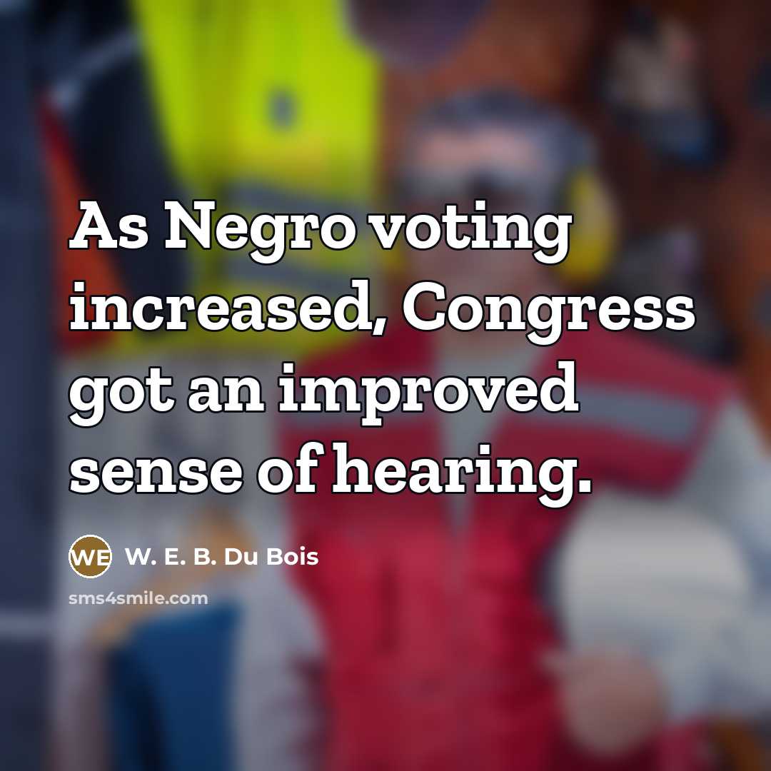 “As Negro voting increased, Congress got an improved sense of…” quote by W. E. B. Du Bois