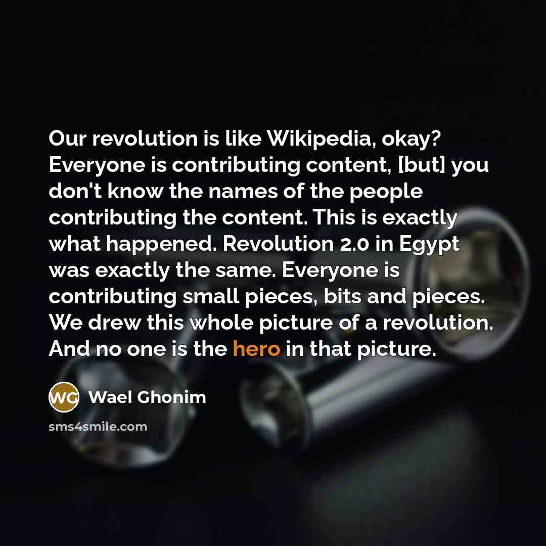 “Our revolution is like Wikipedia, okay? Everyone is contributing content,…” quote by Wael Ghonim
