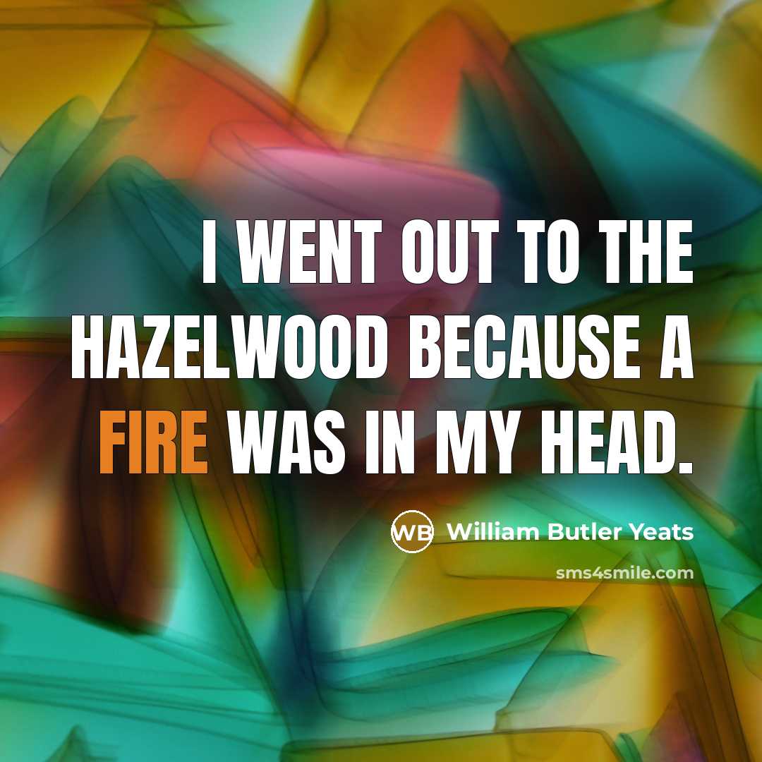 “I went out to the hazelwood because a fire was…” quote by William Butler Yeats