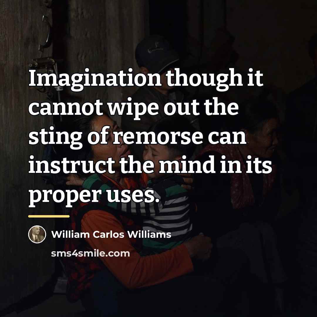 “Imagination though it cannot wipe out the sting of remorse…” quote by William Carlos Williams