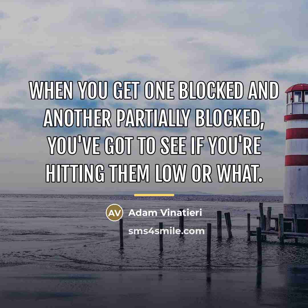 “When you get one blocked and another partially blocked, you've…” quote by Adam Vinatieri