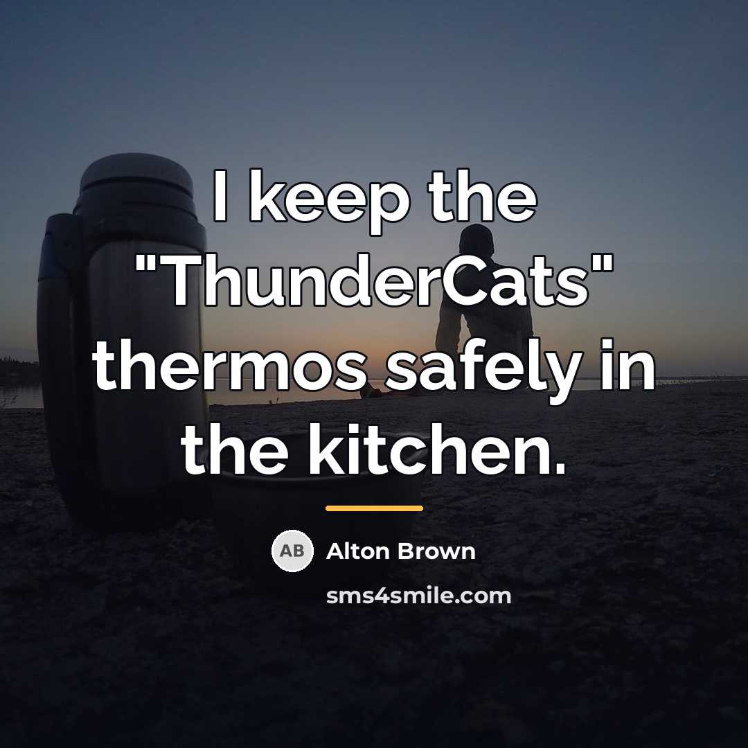 “I keep the "ThunderCats" thermos safely in the kitchen.…” quote by Alton Brown