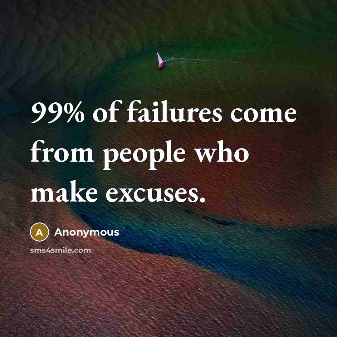 “99% of failures come from people who make excuses.…” quote by Anonymous