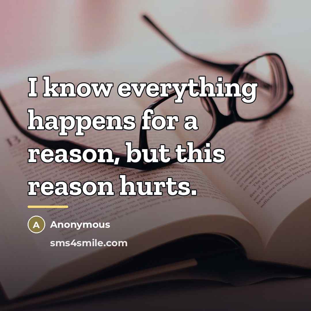“I know everything happens for a reason, but this reason…” quote by Anonymous