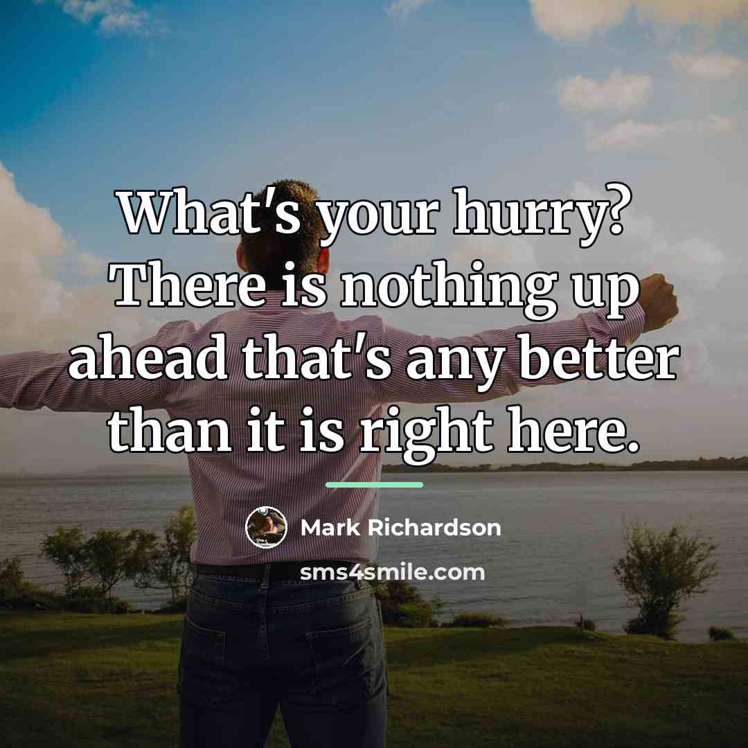 “What's your hurry? There is nothing up ahead that's any…” quote by Mark Richardson