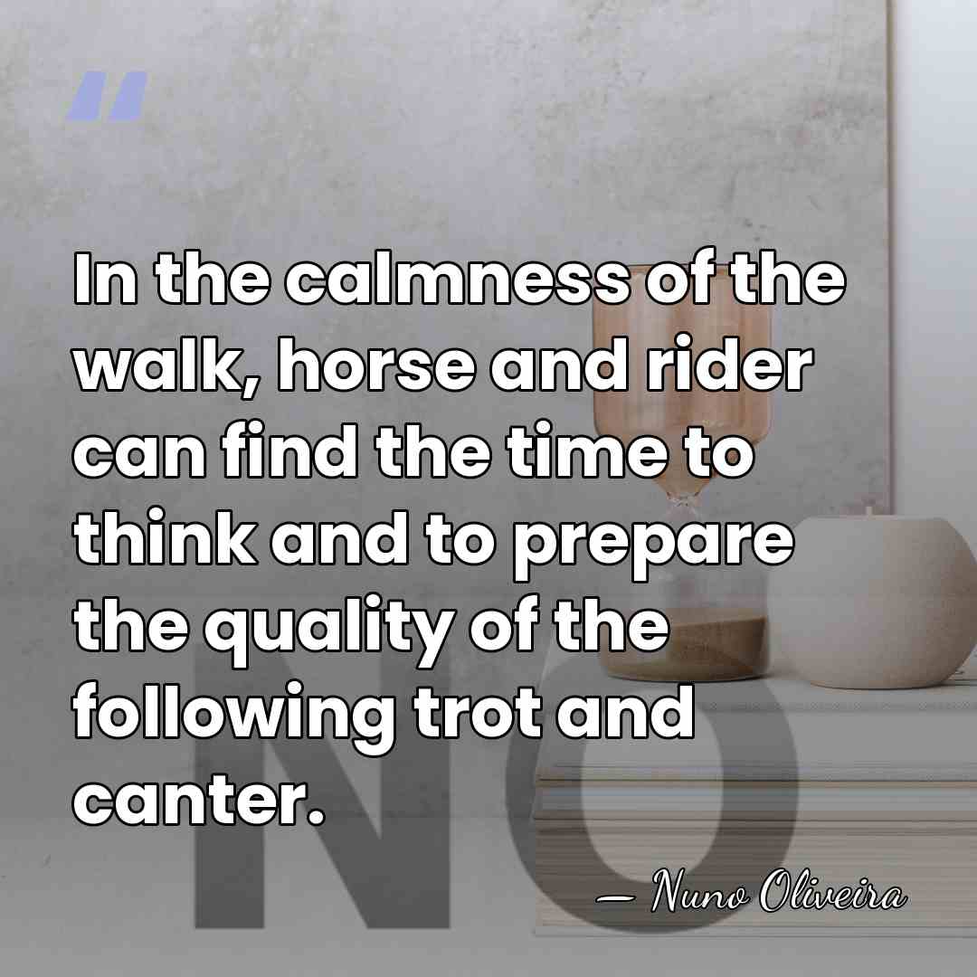 In the calmness of the walk, horse and rider can find the&hellip; - Nuno Oliveira