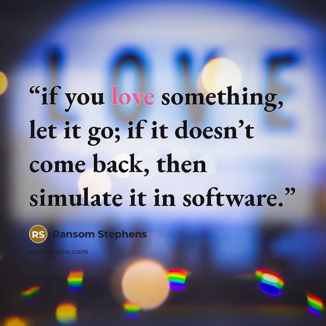 “if you love something, let it go; if it doesn’t come back, then simulate it in software.” quote by Ransom Stephens