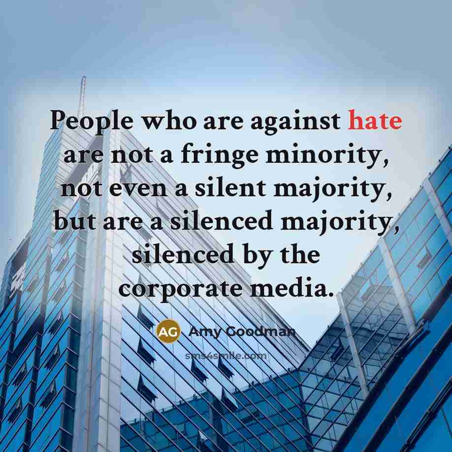 “People who are against hate are not a fringe minority,…” quote by Amy Goodman