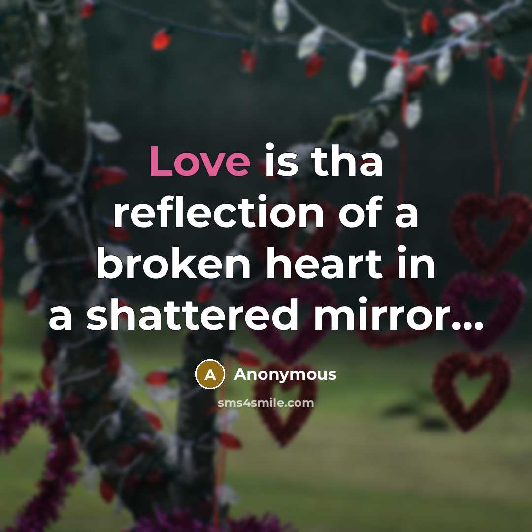 “Love is tha reflection of a broken heart in a…” quote by Anonymous