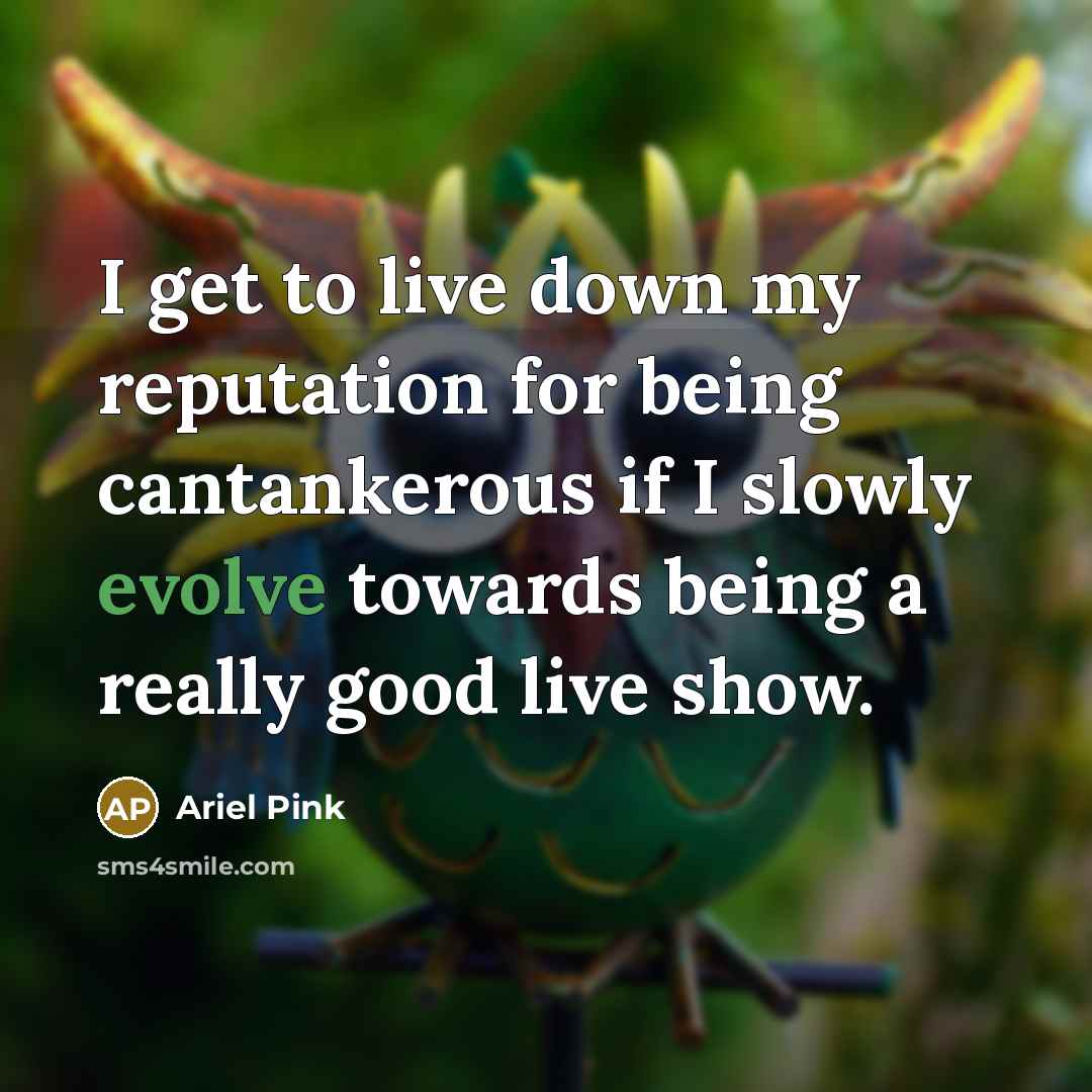 “I get to live down my reputation for being cantankerous…” quote by Ariel Pink