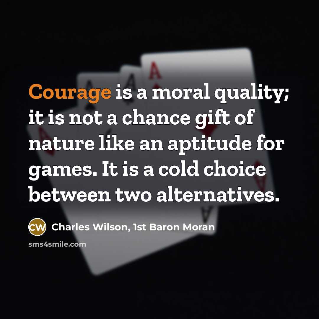 “Courage is a moral quality; it is not a chance…” quote by Charles Wilson, 1st Baron Moran