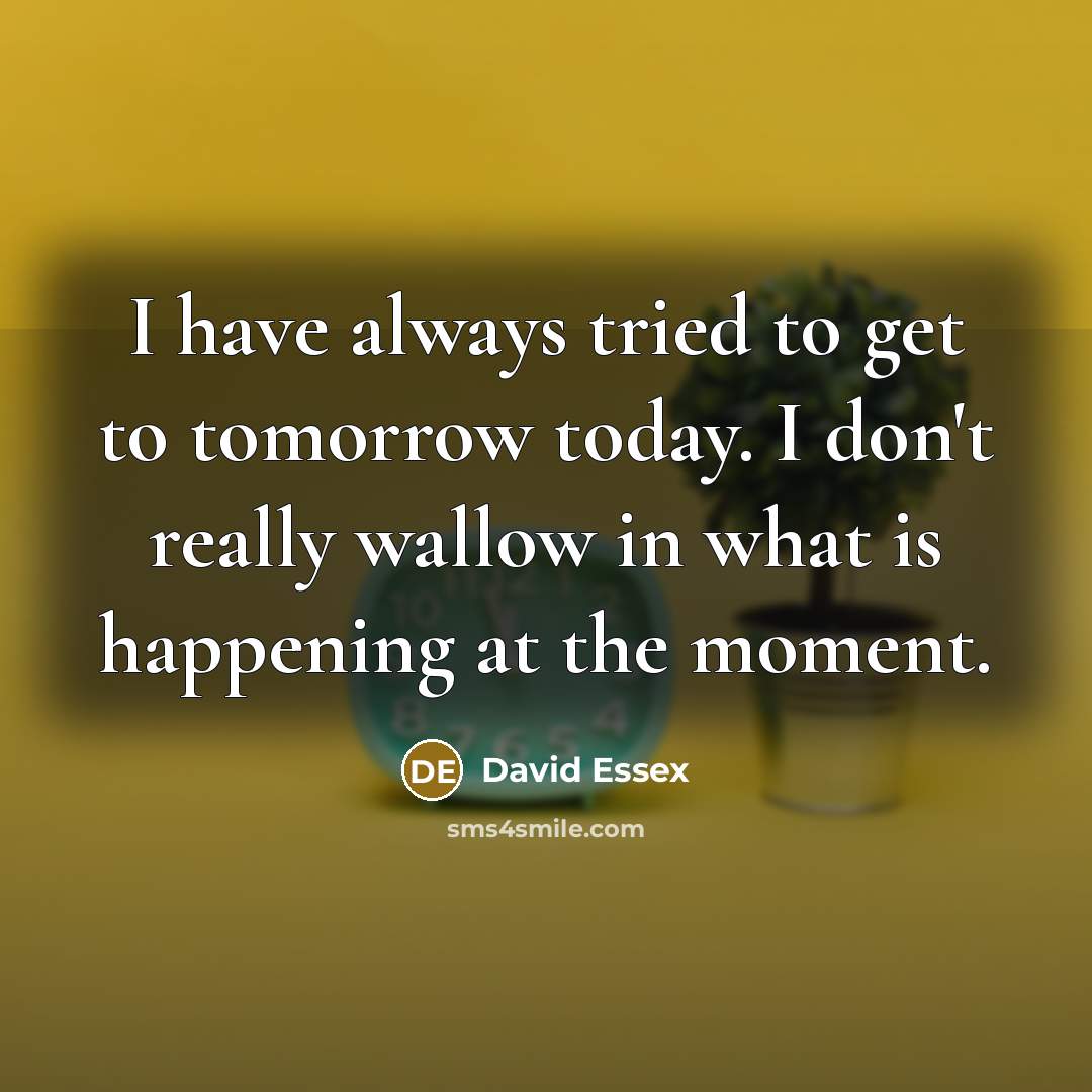 “I have always tried to get to tomorrow today. I…” quote by David Essex