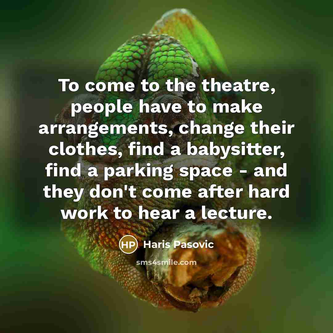 “To come to the theatre, people have to make arrangements,…” quote by Haris Pasovic