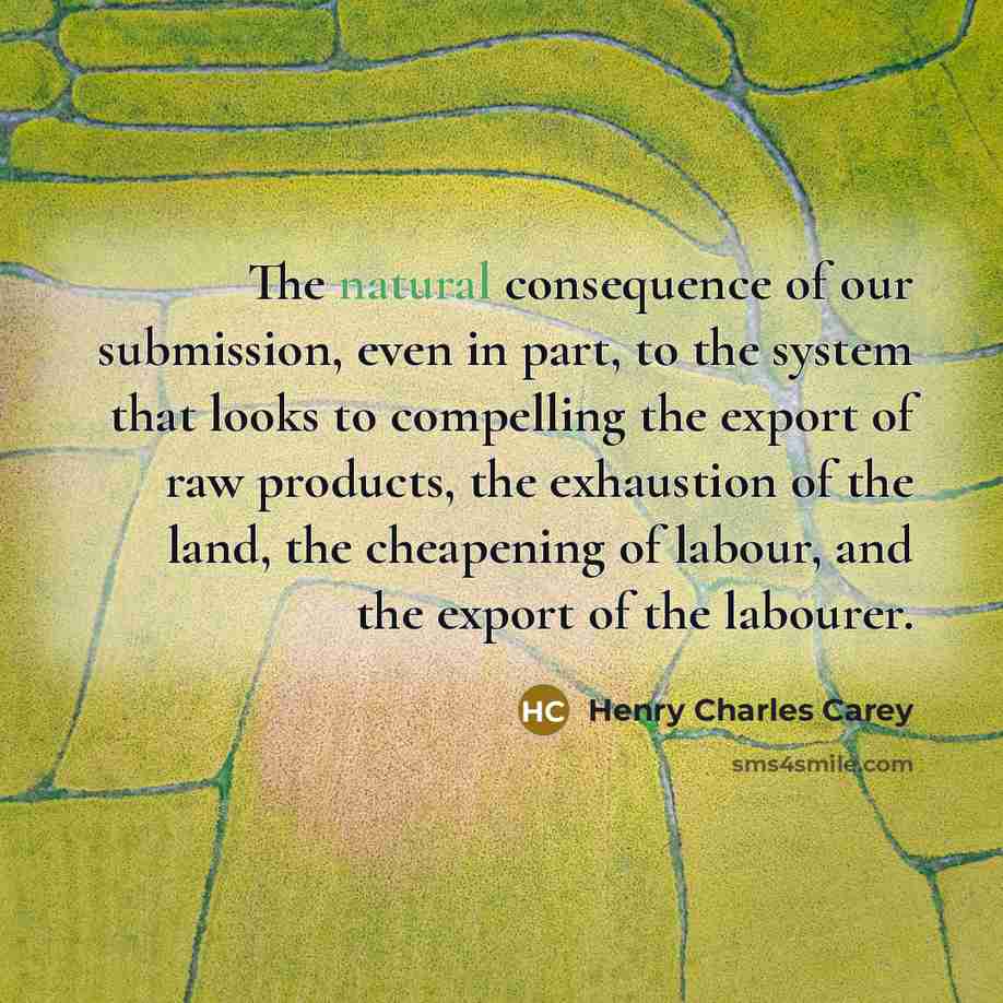 “The natural consequence of our submission, even in part, to…” quote by Henry Charles Carey