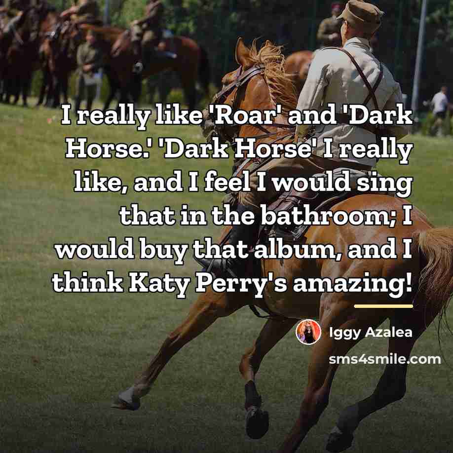 “I really like 'Roar' and 'Dark Horse.' 'Dark Horse' I…” quote by Iggy Azalea